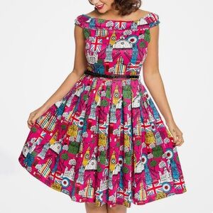 Lindy Bop Christie Dress Pink London